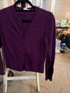 GAP size S Deep Purple Button-Front Crewneck Cardigan and Tank